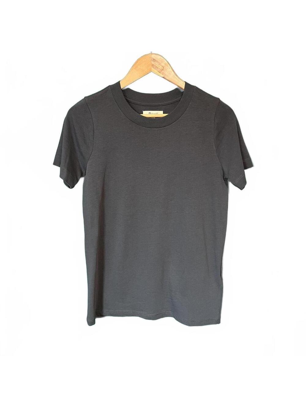 Madewell Charcoal Gray Crewneck Tee XXS Minimalist Clean Girl Basic T-Shirt